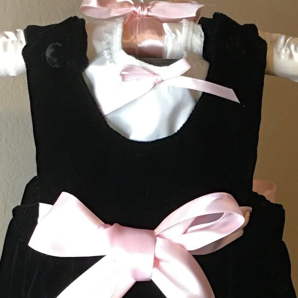 Elegant Grandma-Made 2-piece Layered Pinafore Velvet Baby Dress 👶🎀 - Picture 3 of 15